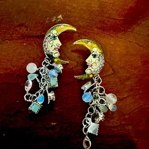 Lunch at the Ritz, collectible crescent, moon pierced earrings